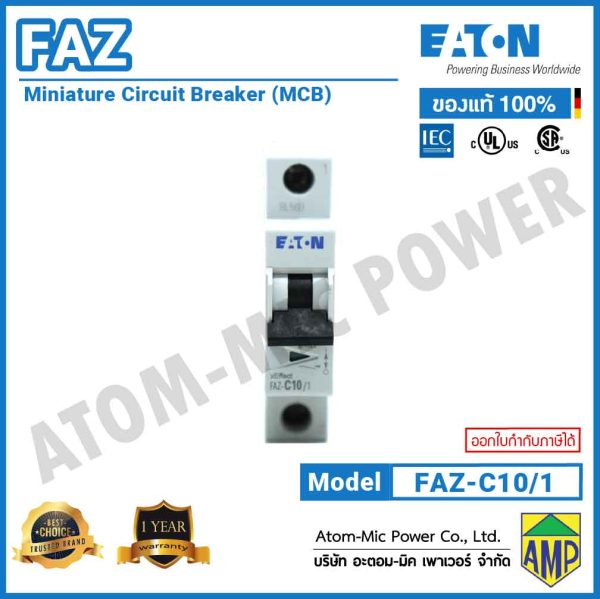 EATON - Miniature Circuit Breaker (MCB) - FAZ-C10/1 - Image 3