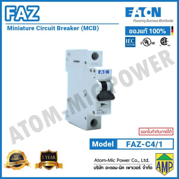 EATON - Miniature Circuit Breaker (MCB) - FAZ-C4/1 - Image 2
