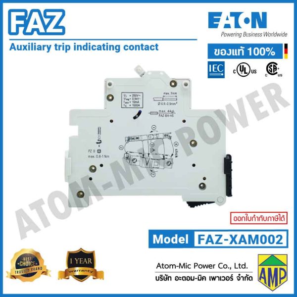 EATON – FAZ Auxiliary Trip Indicating Contact – FAZ-XAM002 (4A, 250V) - Image 5