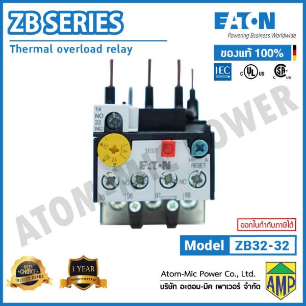 EATON - Overload Relay - ZB32-32 (1 N/O, 1 N/C) - Image 3