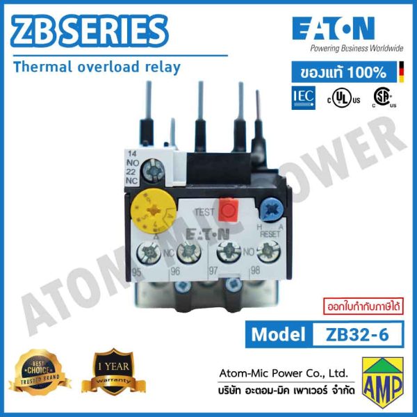 EATON - Overload Relay - ZB32-6 (1 N/O, 1 N/C) - Image 3