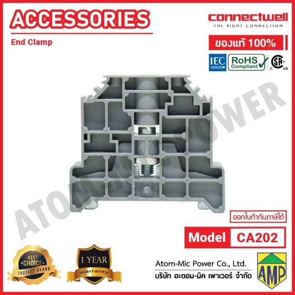 CONNECTWELL - End Clamp with center DIN rail clamping screw - CA202 - Image 2