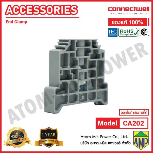 CONNECTWELL - End Clamp with center DIN rail clamping screw - CA202 - Image 3