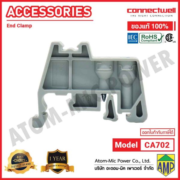 CONNECTWELL - End Clamp with DIN rail clamping screw - CA702 - Image 2