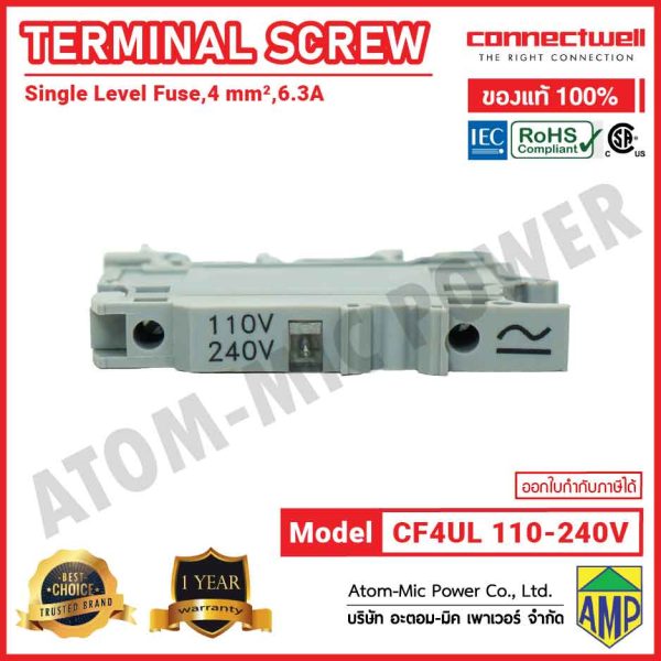 CONNECTWELL - Screw Clamp Fuse Terminal Block with 6-60V LED Indication - CF4UL(110-240V) - Image 5