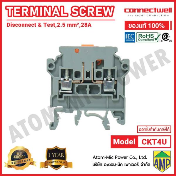 CONNECTWELL - Screw Clamp Knife Type Disconnect and Test Terminal Block - CKT4U - Image 6