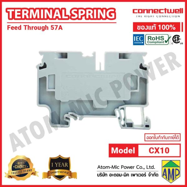 Connectwell - Spring Clamp Feedthrough Terminal Block - CX10 (Grey) - Image 3