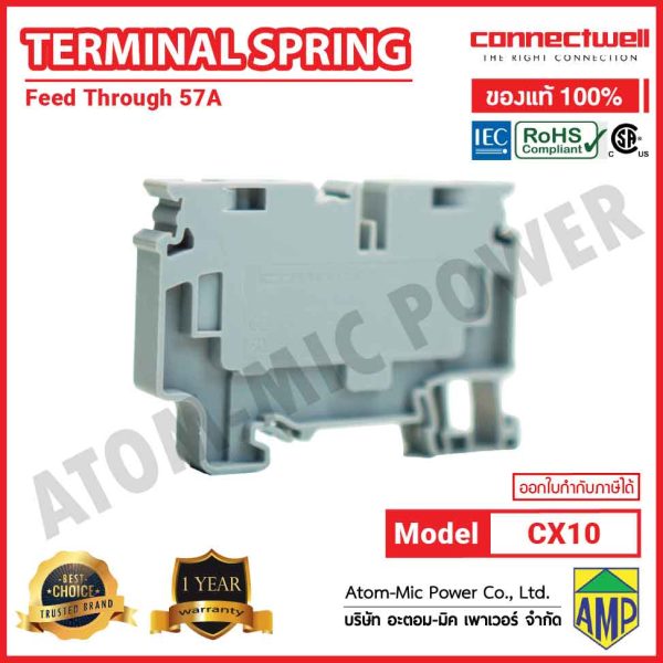 Connectwell - Spring Clamp Feedthrough Terminal Block - CX10 (Grey) - Image 2