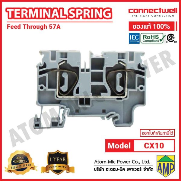 Connectwell - Spring Clamp Feedthrough Terminal Block - CX10 (Grey) - Image 4