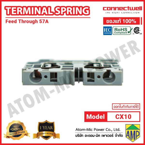 Connectwell - Spring Clamp Feedthrough Terminal Block - CX10 (Grey) - Image 5