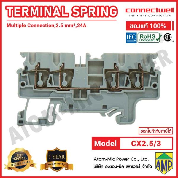 CONNECTWELL - Spring Clamp Multiple Connection Terminal Block with 4 connection points - CX2.5/4 - Image 5