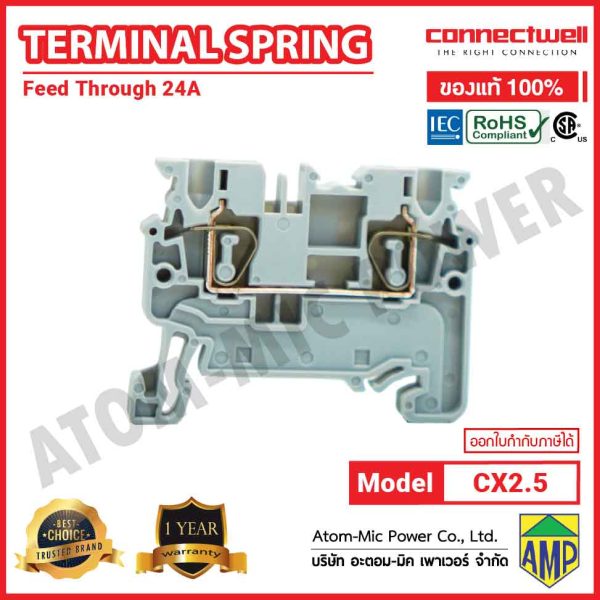 Connectwell - Spring Clamp Feedthrough Terminal Block - CX2.5 (Grey) - Image 4