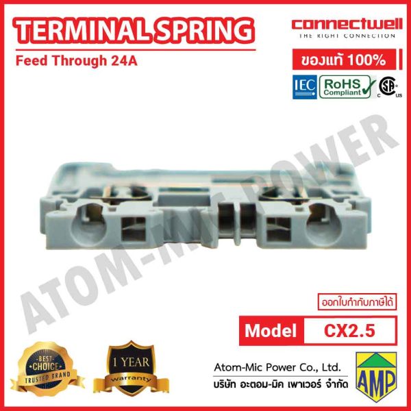 Connectwell - Spring Clamp Feedthrough Terminal Block - CX2.5 (Grey) - Image 5