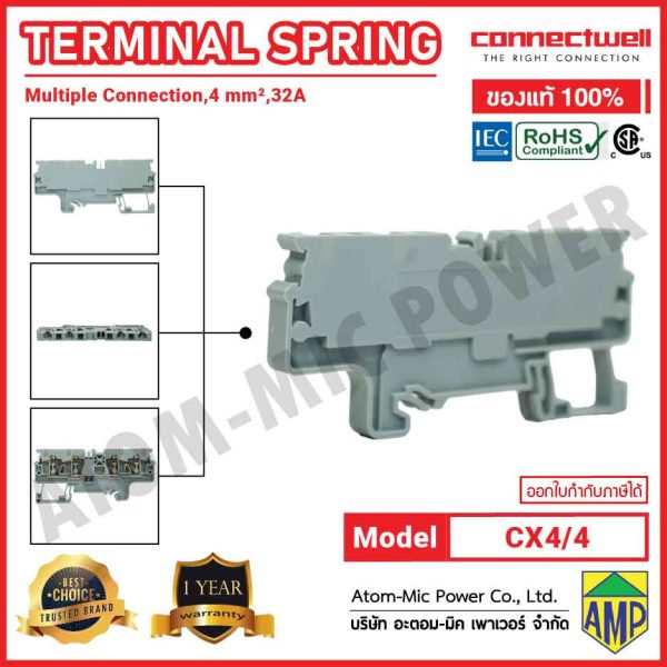 Spring Connection Switch CONNECTWELL - Spring Clamp Multiple Connection Terminal Block with 4 ...