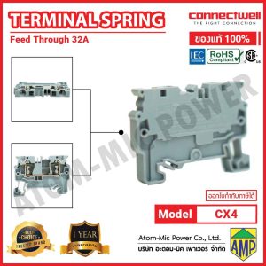 Connectwell - Spring Clamp Feedthrough Terminal Block - CX4 (Grey)