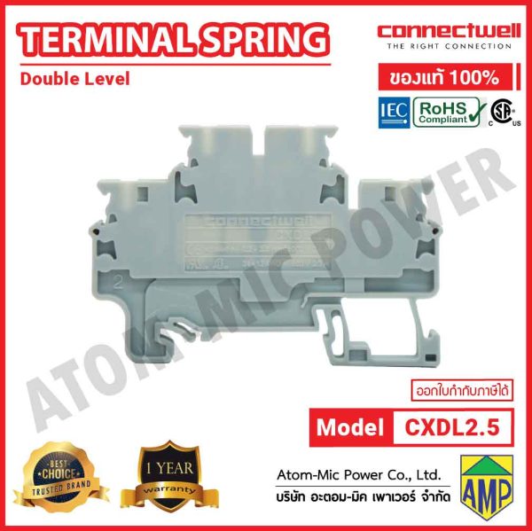 Connectwell - Spring Clamp Double Level Terminal Block - CXDL2.5 (Grey) - Image 3