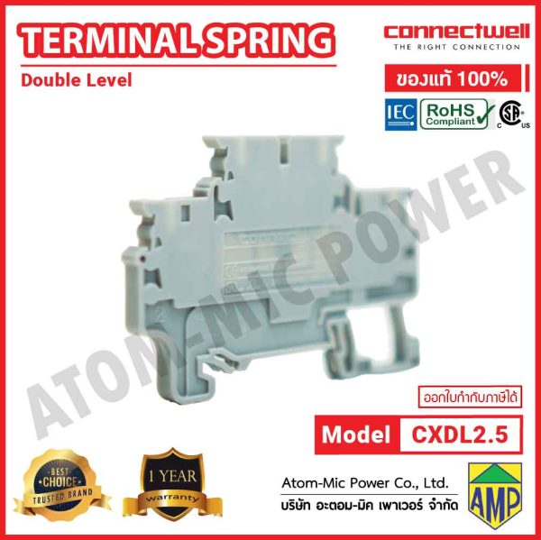 Connectwell - Spring Clamp Double Level Terminal Block - CXDL2.5 (Grey) - Image 2