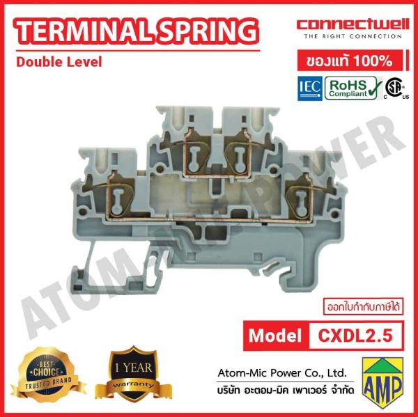 Connectwell - Spring Clamp Double Level Terminal Block - CXDL2.5 (Grey) - Image 4