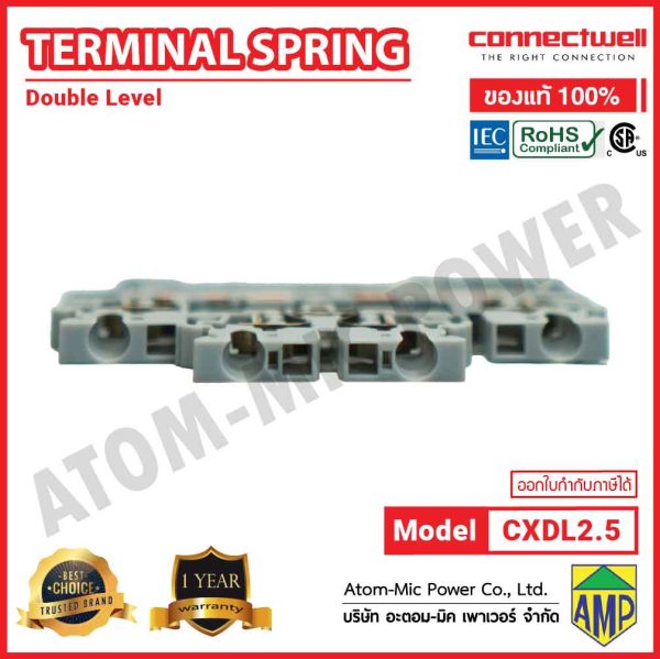 Connectwell - Spring Clamp Double Level Terminal Block - CXDL2.5 (Grey) - Image 5