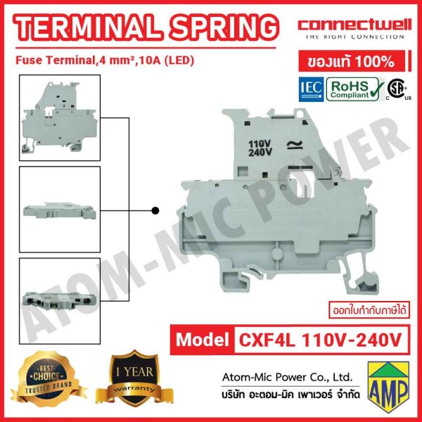 Fuse With Spring CONNECTWELL - Spring Clamp Fuse Terminal Block with 110-240V LED ...