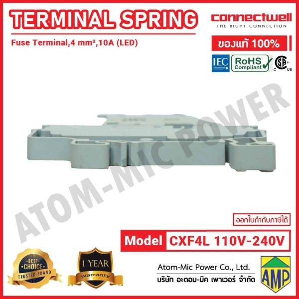 CONNECTWELL - Spring Clamp Fuse Terminal Block with 110-240V LED Indication - CXF4L(110-240V) - Image 4