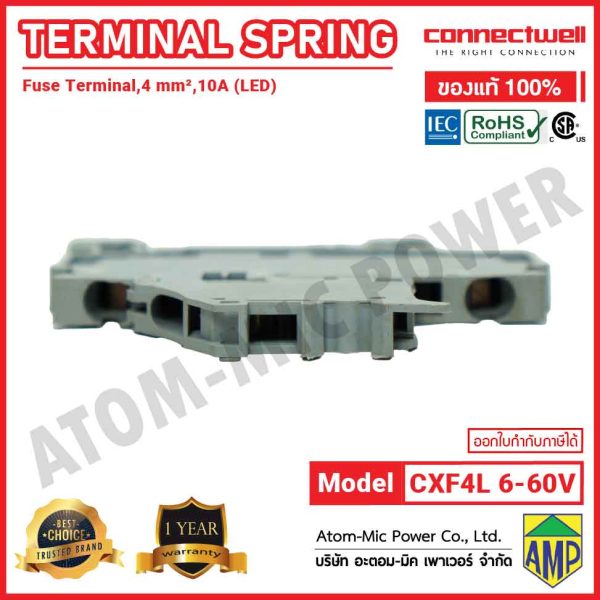 CONNECTWELL - Spring Clamp Fuse Terminal Block with 6-60V LED Indication - CXF4L(6-60V) - Image 5