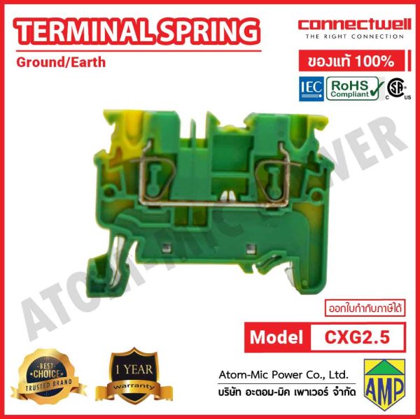 Connectwell - Ground/Earth Spring Clamp Terminal Blocks - CXG2.5 - Image 4