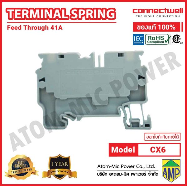 Connectwell - Spring Clamp Feedthrough Terminal Block - CX6 (Grey) - Image 3
