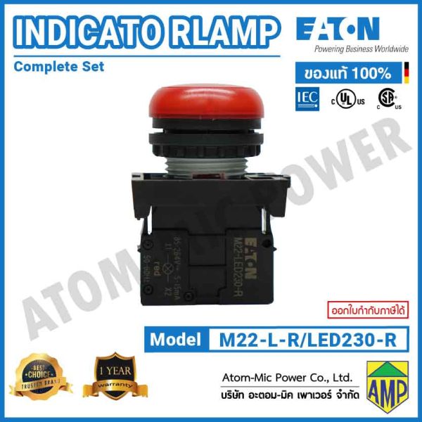 EATON - Push Button Switch - Indicator Lamp - M22-L-R/LED230-R (230VAC) - Image 2