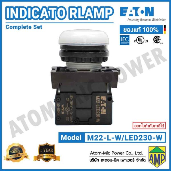 EATON - Push Button Switch - Indicator Lamp - M22-L-W/LED230-W (230VAC) - Image 2