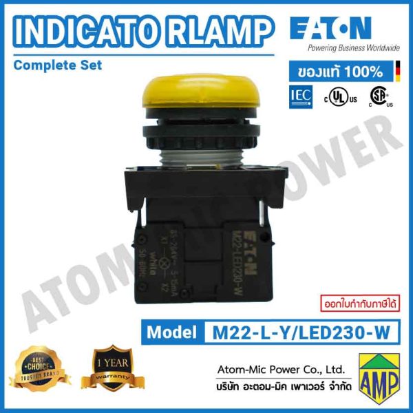 EATON - Push Button Switch - Indicator Lamp - M22-L-Y/LED230-W (230VAC) - Image 2
